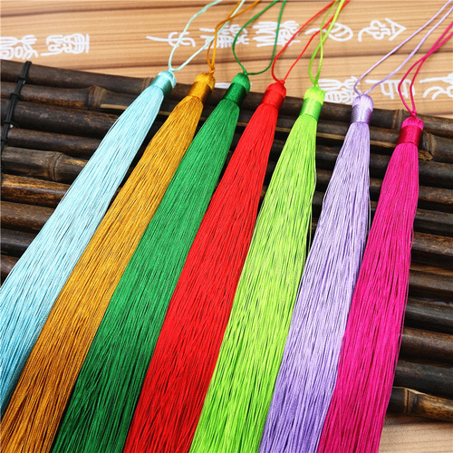 30cm Large-Sized Tassel Pendant Earrings with Flowing Tassels, Fan-shaped Craftsmanship Tassel Accessory, Silk Tassel Line Pendulum Wholesale