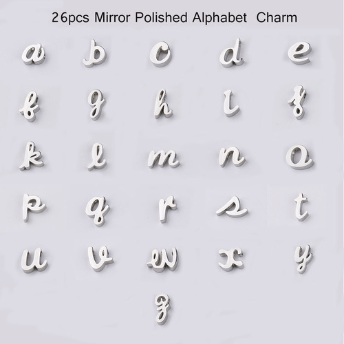 Cross-border mirror stainless steel English alphabet beads A-Z alphabet small hole beads 1.8mm DIY accessories beads