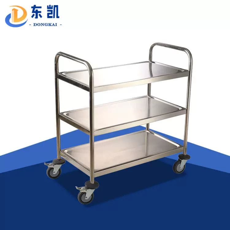 欧版圆管不锈钢餐车酒店豪华送餐车收送餐服务手推小车厂家拆装式