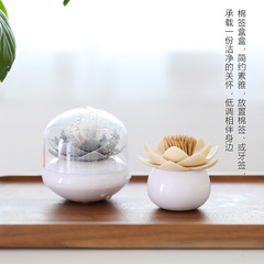 New creative and exquisite lotus shape cotton swab box portable cotton swab tube toothpick storage covered cotton swab holder