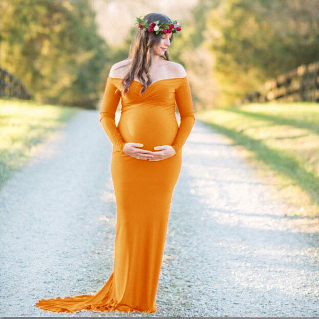 European and American Clothing Mercerized Cotton Pregnant Women V Neck Tail Dress Long Dress Photography Dress M001 [XXL Needs to Be Customized European and American Clothing Mercerized Cotton Pregnant Women V Neck Tail Dress Long Dress Photography Dress M001 [XXL Needs to Be Customized