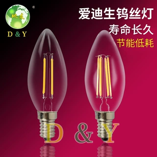 led灯丝灯可控硅深度调光无频闪 C35A60G45爱迪生尖泡拉尾e14灯泡