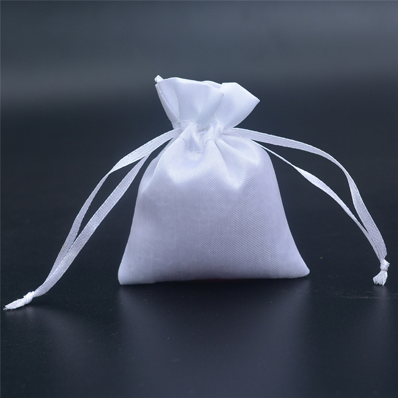 7*9束口色丁布袋白色珠宝饰品戒指耳环包装绸缎首饰袋批发