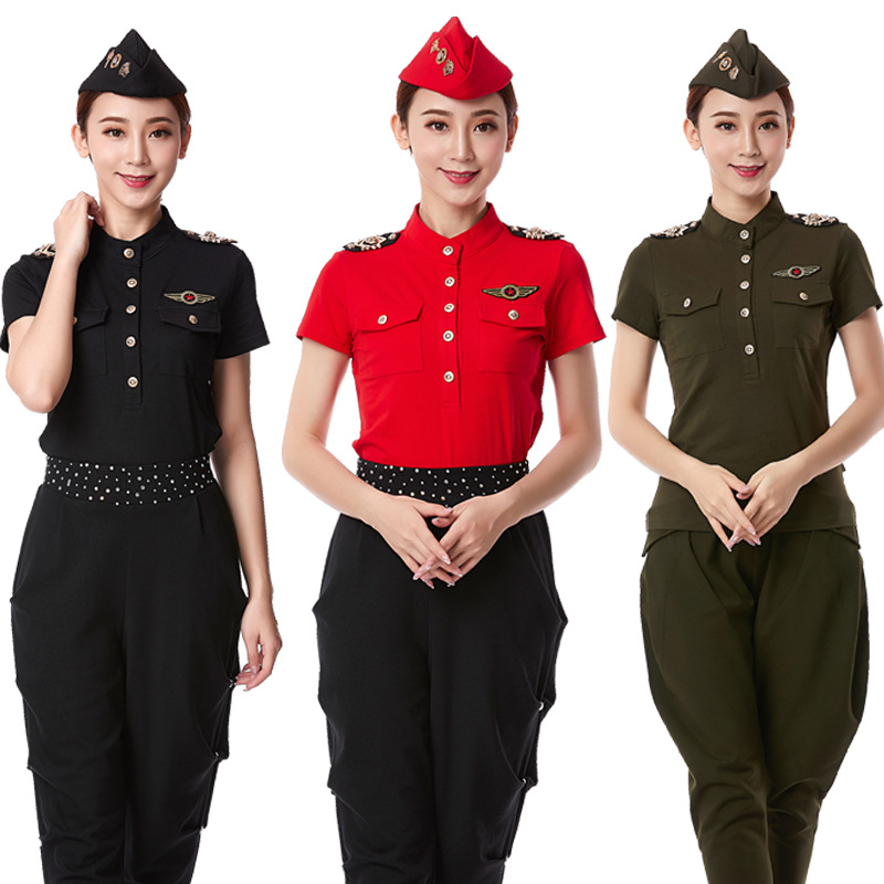 森林骑士水兵舞服装女套装夏季短袖铆钉裙马王老师表演队服