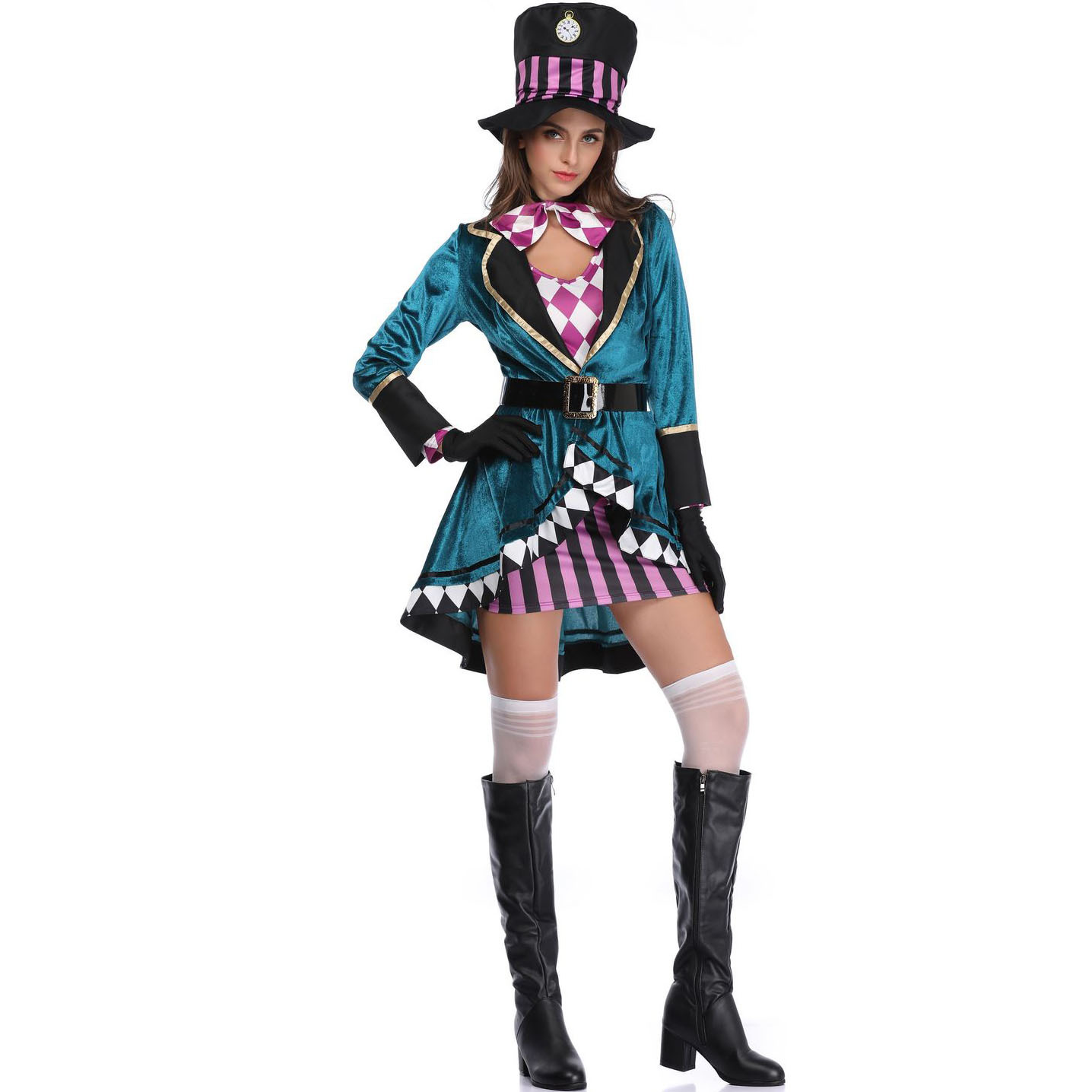 S-XXL talla grande Halloween Alice Magician Set Disfraz Juega de escenario de mago de circo