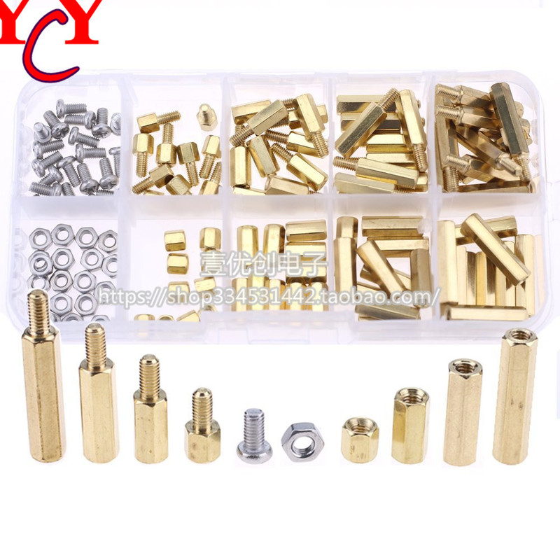 120pcs M3 single-pass double-pass hexagonal copper column with screws nut foreign trade screw combination suit boxed 120pcs M3 single-pass double-pass hexagonal copper column with screws nut foreign trade screw combination suit boxed