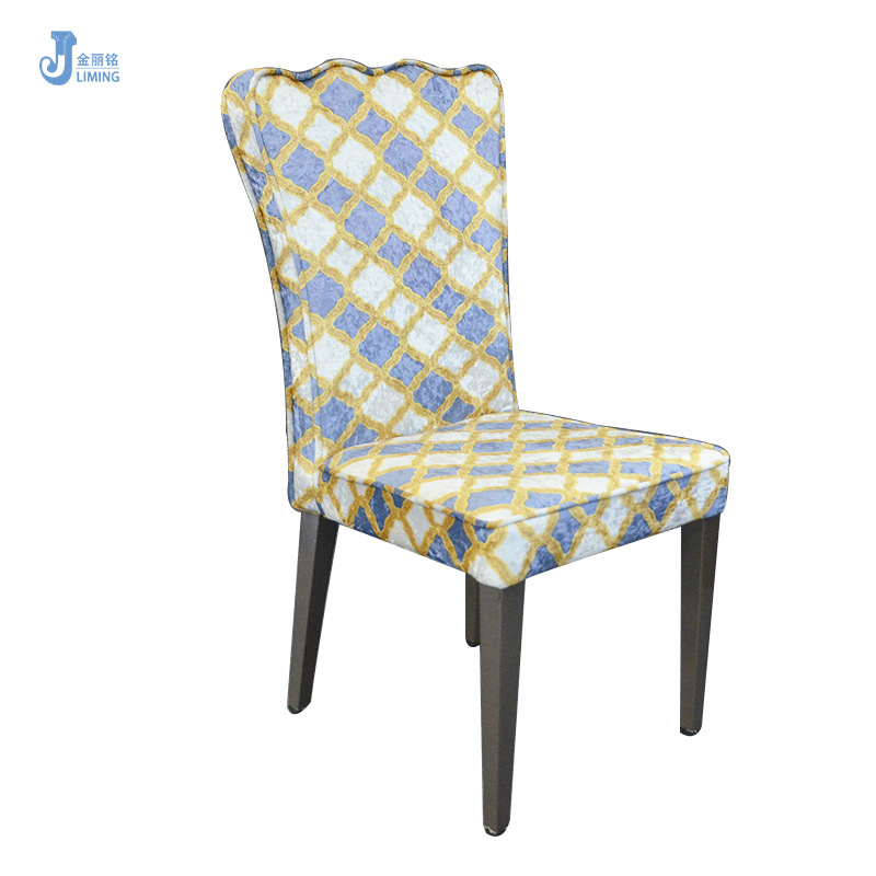 Fábrica al por mayor restaurante metal suave bolsa imitación silla de madera olla caliente restaurante de alta gama comedor silla moda paño chino comedor silla