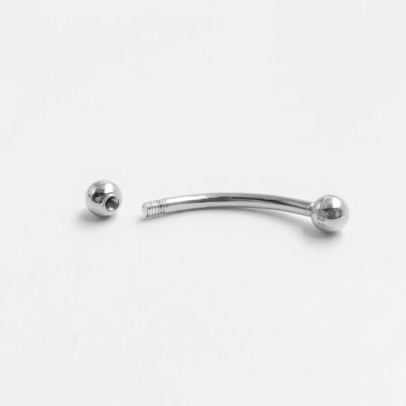 Серьги-кольца из серебра 925 — изогнутый барбелл и штифты, европейский стиль, несколько размеров