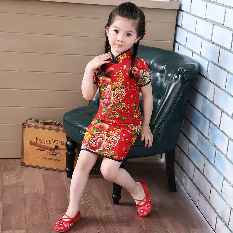 2025新款女童旗袍夏季 儿童旗袍中国风 小女孩旗袍裙幼儿园演出服