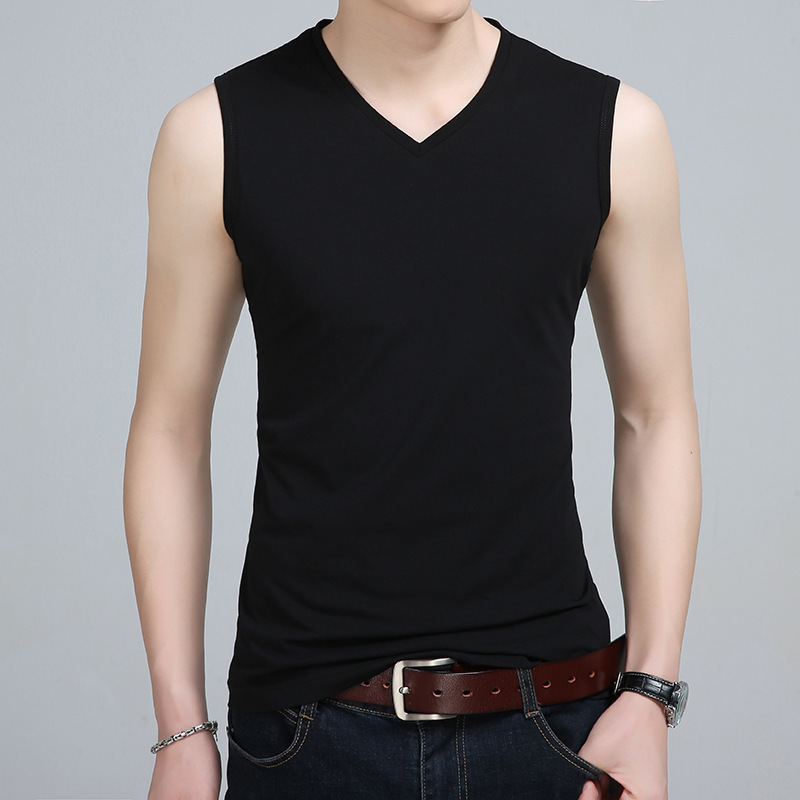 Summer Men's V-Neck Slim-Fit Cotton Plain Fashion Casual Men's Undershirt Wholesale Pure Cotton Top Summer Men's V-Neck Slim-Fit Cotton Plain Fashion Casual Men's Undershirt Wholesale Pure Cotton Top