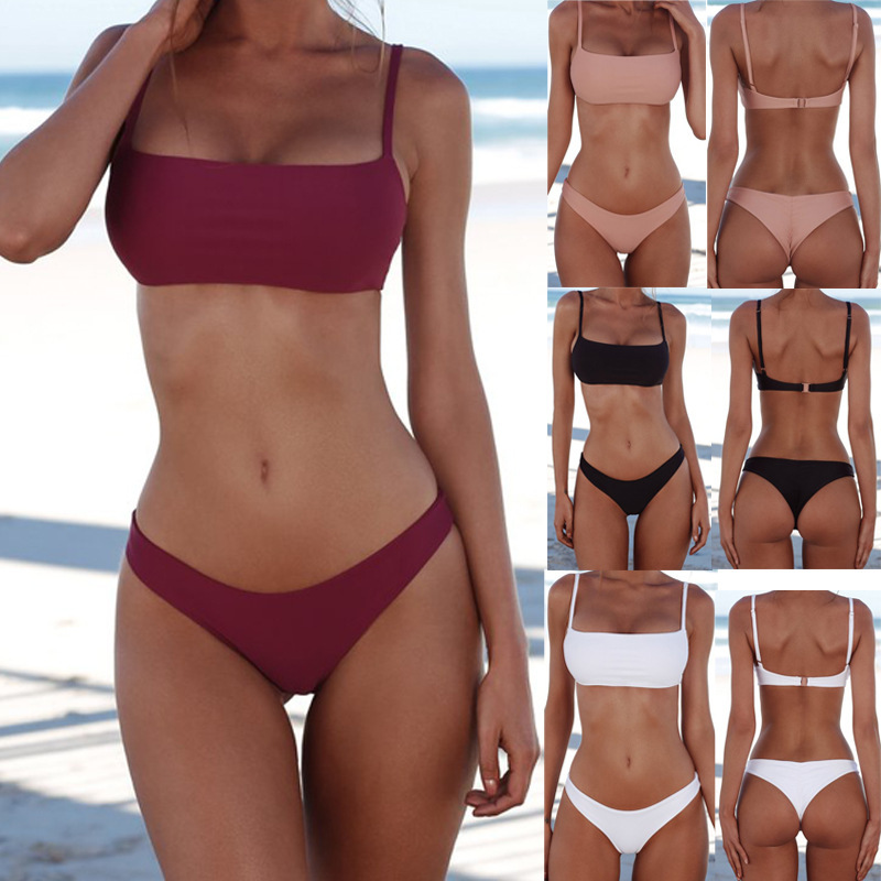 2018 europeo y americano dividido personalizado push up soporte de acero split 4-Color bikini traje de baño