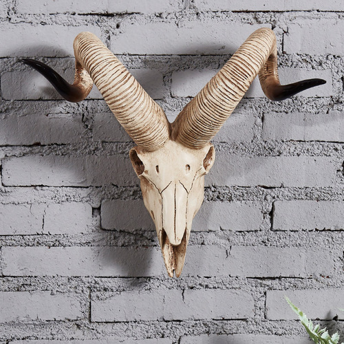 Wall-mounted antique-style ram skull wall decor European-style wall hanging decal creative 3D ram head wall hanging home decor