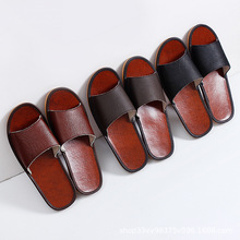 情侣新款家居家用防滑牛皮拖鞋室内地板凉拖鞋男女夏季防水皮拖鞋