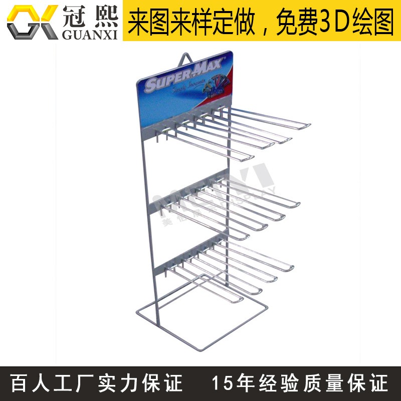 实力工厂批量定制台式铁线展示架 金属电池挂架 产品陈列架加工