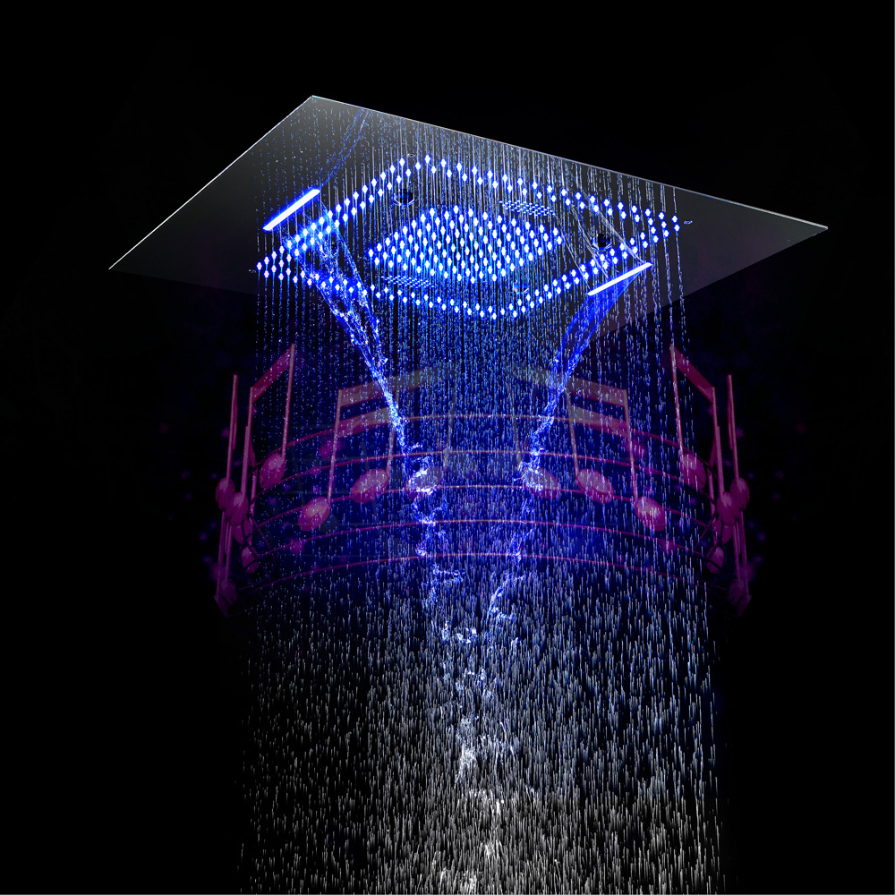 Ducha oculta montado en la pared control inteligente música altavoz LED temperatura constante incrustado cascada rociador superior HI05044B