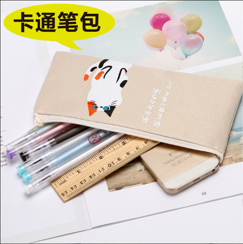 Manufacturer wholesale cute kitten creative cute oxford cloth waterproof pencil case printable LOGO gift promotion