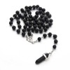 Crystal, pendant, black bullet, glossy necklace from pearl, accessory