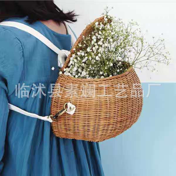 INS pequeña cesta trasera cesta de la bicicleta niños cesta hecho a mano ratán juguete