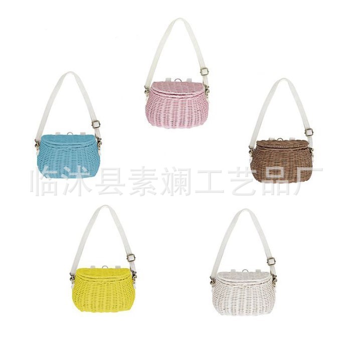 INS pequeña cesta trasera cesta de la bicicleta niños cesta hecho a mano ratán juguete