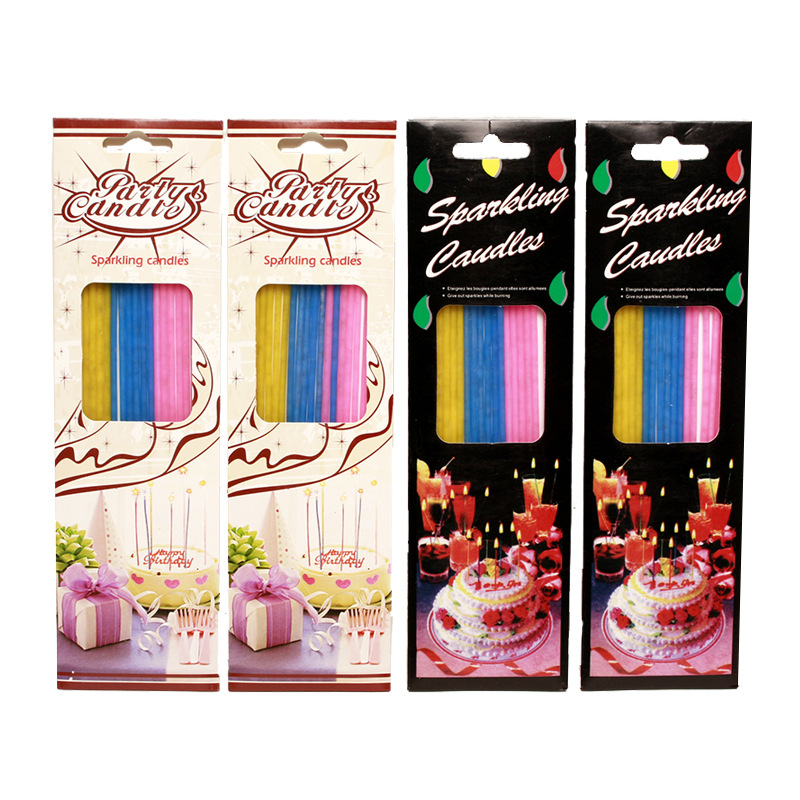 Vela de cumpleaños fábrica al por mayor 18 colorido barra larga pastel clásico vela fina romántica flash cumpleaños pequeña vela