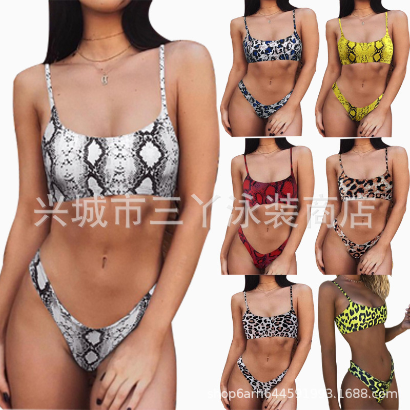 European and American Women's Split Swimsuit Sexy Leopard Print Bikini Bikini Swimsuit Summer Beach Vacation