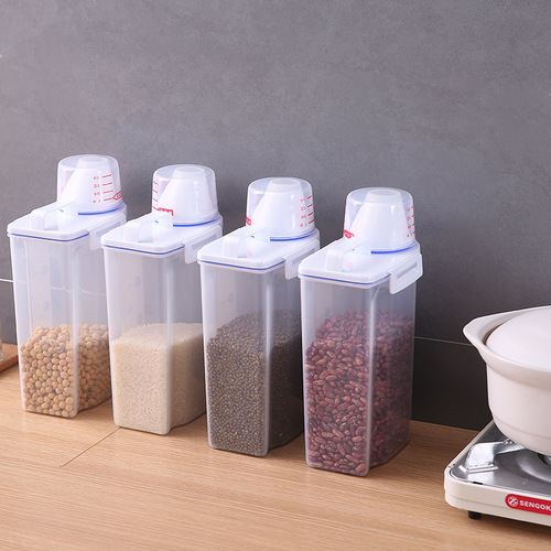 Household plastic sealed jar kitchen large thickened food storage box grain storage jar with lid storage jar