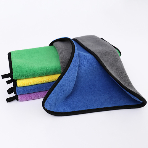 Thickened water-absorbent double-sided double-color high-density coral velvet wipe microfiber car cleaning car wash towel cleaning rag