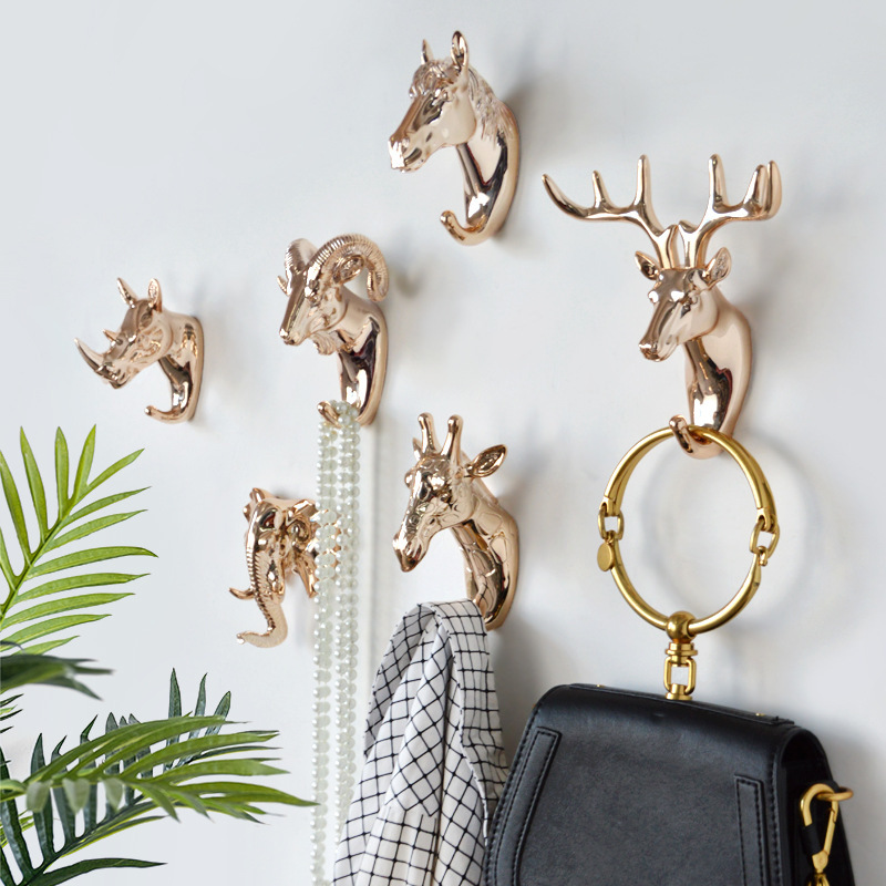 Factory Cross-border Wholesale Home Creative Cartoon Punch-free Hook Clothes Hook Wall Hook Deer Head Hook New Product Factory Cross-border Wholesale Home Creative Cartoon Punch-free Hook Clothes Hook Wall Hook Deer Head Hook New Product