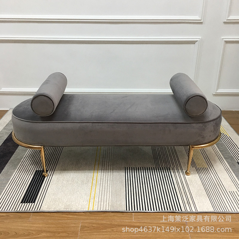 现代轻奢创意不锈钢床尾凳衣帽间换鞋凳长脚踏服装店小沙发贵妃榻