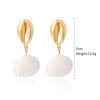 Brand marine accessory from pearl, metal organic summer earrings, European style, boho style