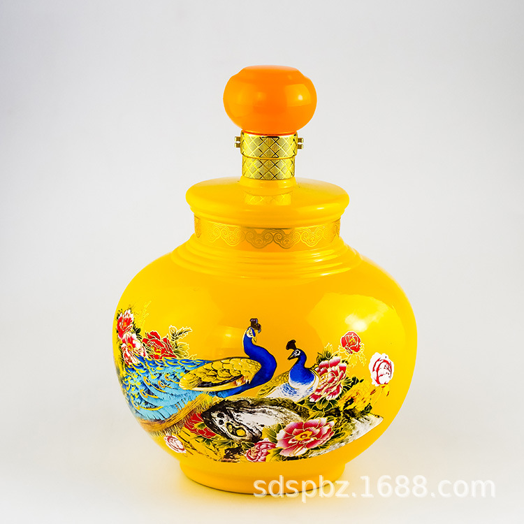厂家制作生产1500ml喷涂玻璃瓶酒坛 三斤装高档上釉彩色白酒酒瓶