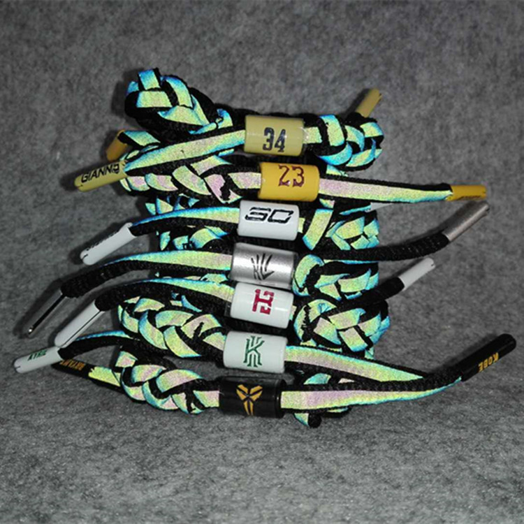Basketball Star Kobe James Owen Curry Alphabet Brother Holographic Reflective Colorful Bracelet Sports Wristband Bracelet