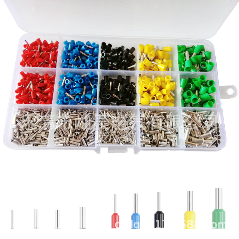 跨境ebay 1640pcs冷压端子预绝缘盒装管型预绝缘端子冷压接线端子