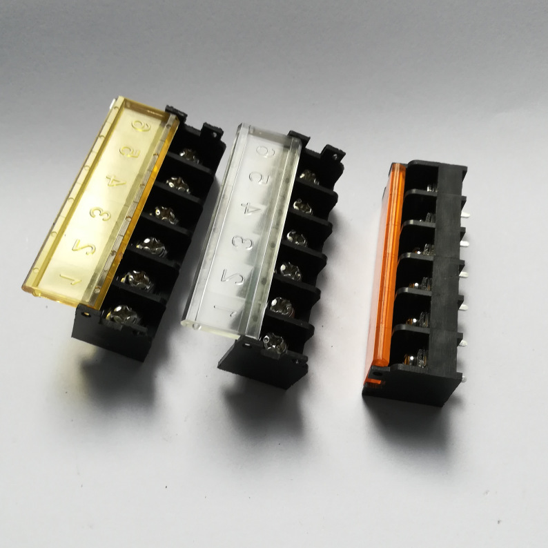 黑色栅栏式接线端子WJ36G-8.25 6位带盖带靠背直插边脚 过CQC环保