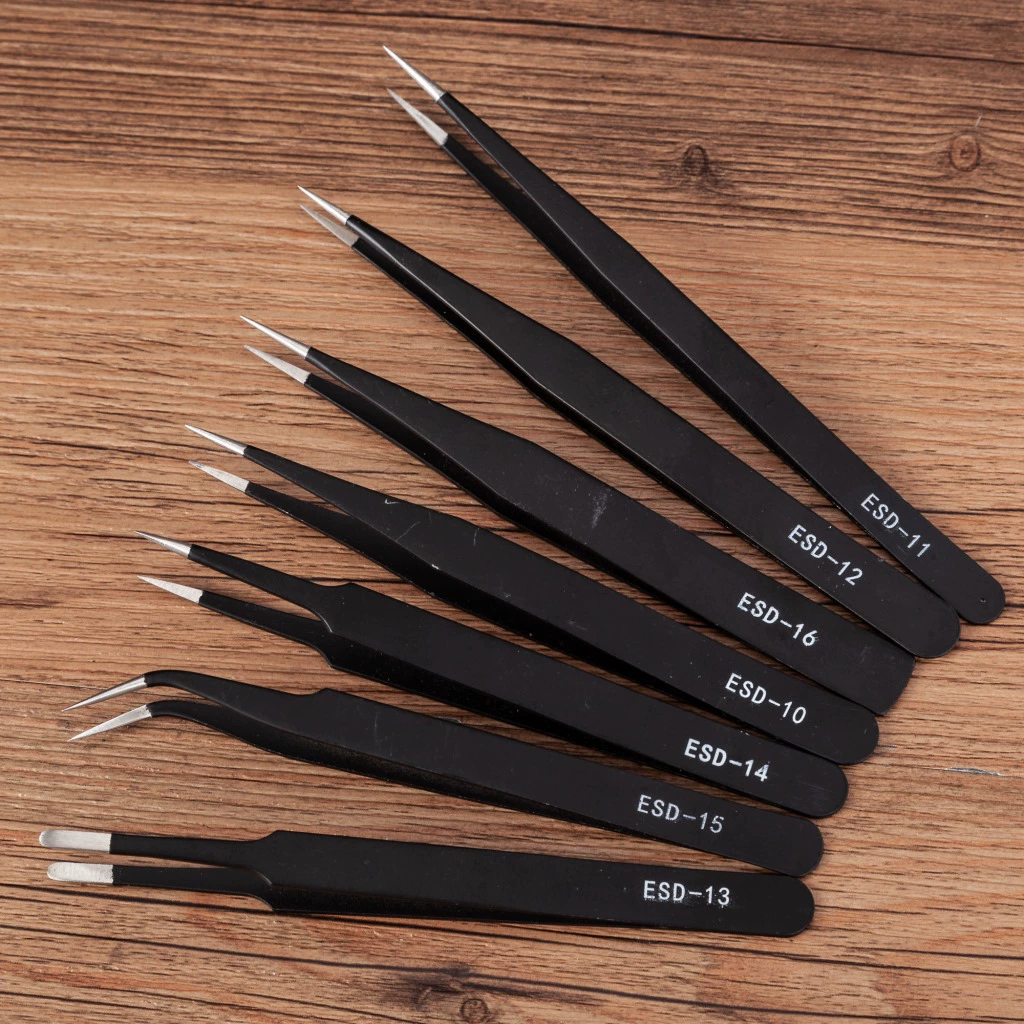 Черный Пинцет из нержавеющей стали ESD-15 локтевой Пинцет упаковка всасывающей карты электронные компоненты для ногтей