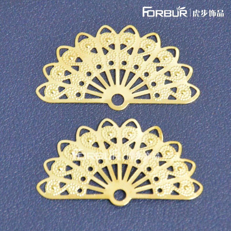 Vintage bridal headdress hairpin flower piece fan-shaped flower piece metal flower piece 38mm peacock open screen semicircle flower piece
