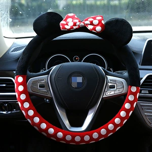 Car cartoon steering wheel cover creative cute car handle gloves winter plush steering wheel cover antifreeze warm