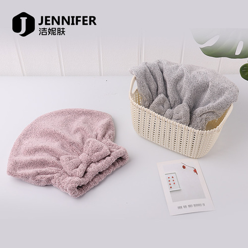 JIENIFU bamboo fiber bow dry hair hat, strong water absorption, cute, quick-drying, soft dry hair towel princess hat