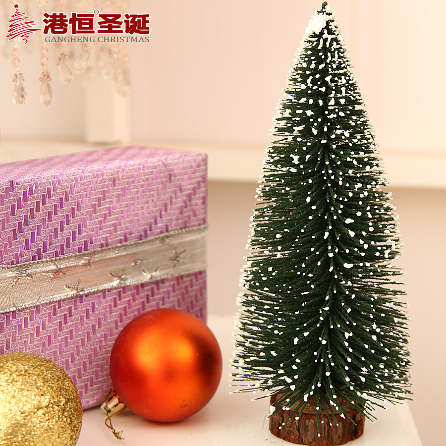 Decoraciones navideñas mini árbol de Navidad con nieve aguja de pino flocado pequeño árbol de Navidad decoración de escritorio regalo
