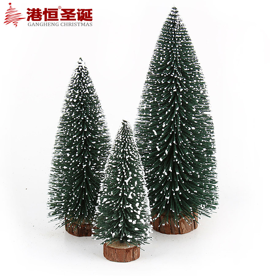 Decoraciones navideñas mini árbol de Navidad con nieve aguja de pino flocado pequeño árbol de Navidad decoración de escritorio regalo