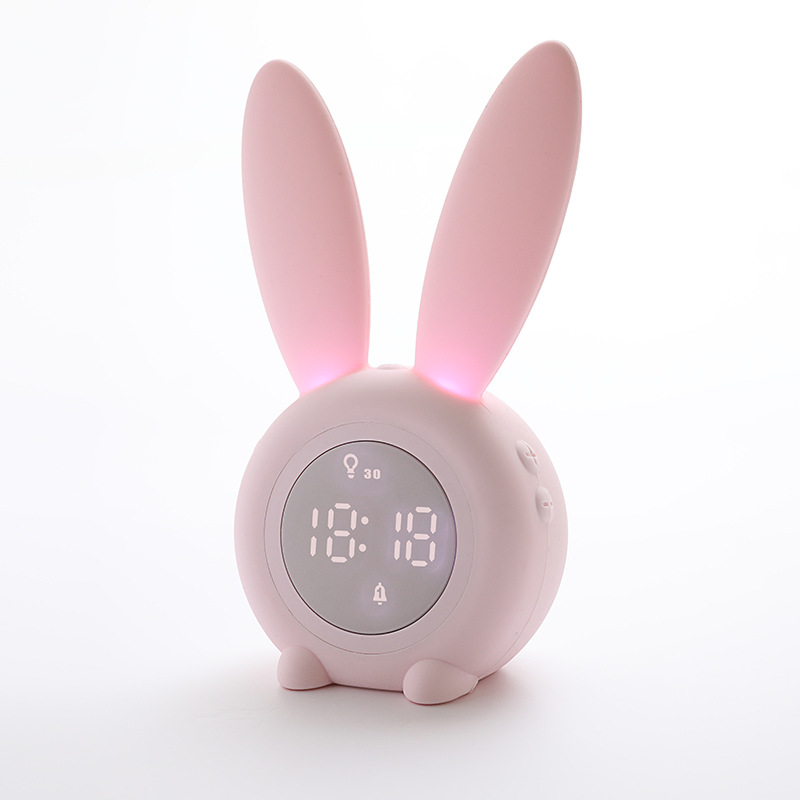 Cute Rabbit Alarm Clock Night Light Led Snooze Sensor Electronic Alarm Clock Countdown Timer Charging Sleep Light