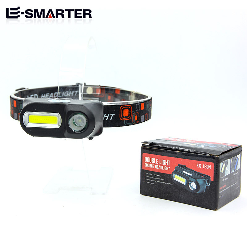 Fuente de luz de cabeza de luz fuerte de carga USB transfronteriza Luz de cabeza de emergencia para exteriores 18650 Iluminación multifunción