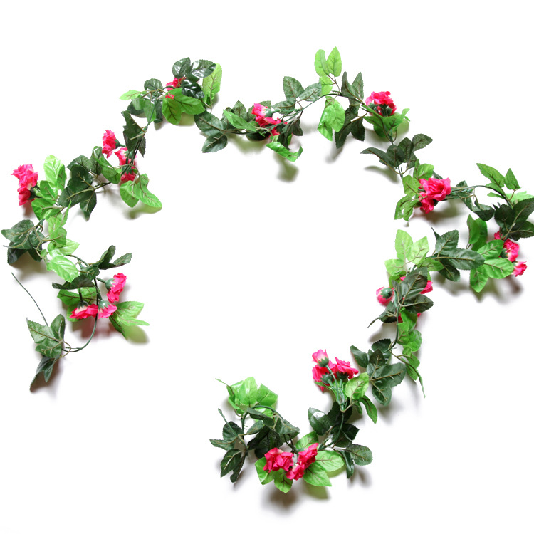 Flor artificial Rosa ratán flor colgante de pared flor artificial ratán techo flor tira flor Vid flor decorativa Flor de seda flor artificial Vid