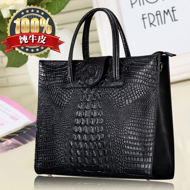 2025 New Arrival Commuter Crocodile Embossed Genuine Leather Women's Bag Large Capacity Handbag European And American Fashion Shoulder Bag - Thumbnail 3