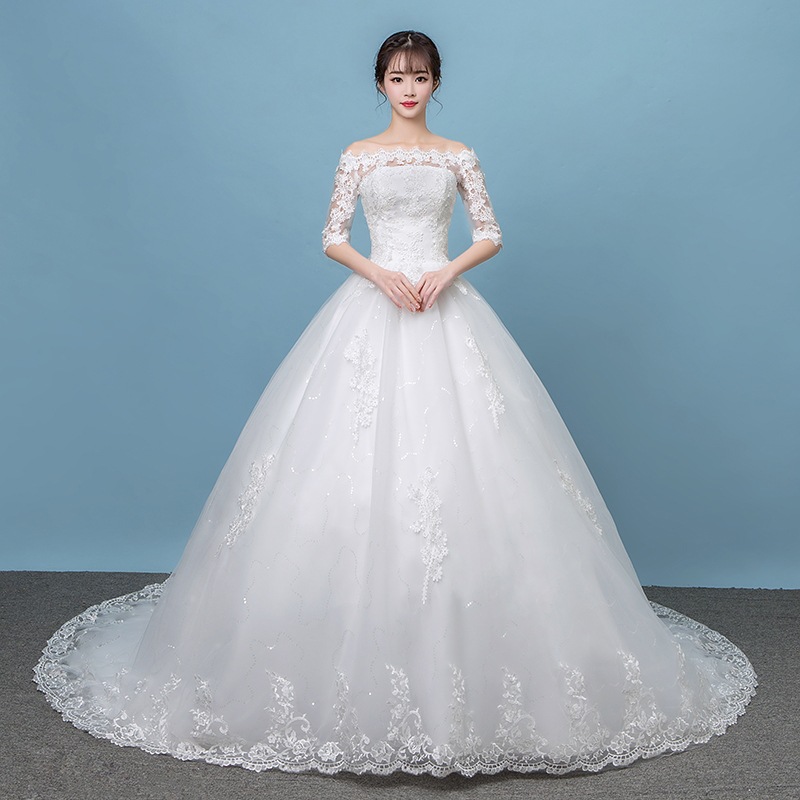 Vestido de novia ligero estilo forestal con hombros descubiertos, vestido de princesa largo hasta el suelo, efecto adelgazante, nuevo modelo 2026, vestido de novia sencillo con cola.