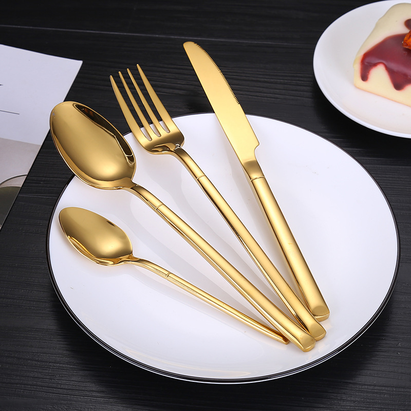 Amazon 304 vajilla de acero inoxidable de cuatro piezas traje de comida occidental caja de regalo transfronterizo cuchillo de carne, tenedor y cuchara regalo de boda