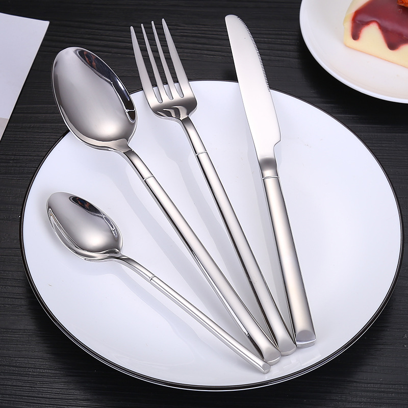 Amazon 304 vajilla de acero inoxidable de cuatro piezas traje de comida occidental caja de regalo transfronterizo cuchillo de carne, tenedor y cuchara regalo de boda