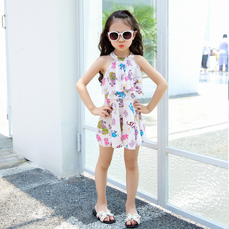 新型象の女の子の水着の大きい子供の韓国の子供の水着の女の子のワンピースのスカート式の平角の温泉の水着|undefined
