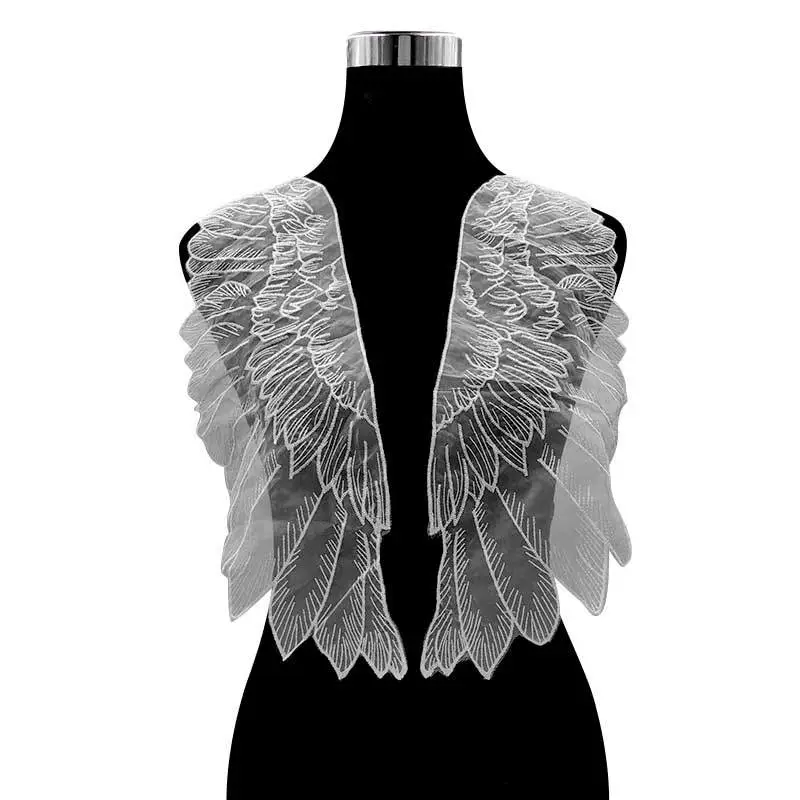 Embroidered Wing Lace Applique (Euogen), Water-Soluble Net Base, DIY Feathers — Multi Colors