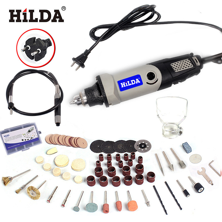 Hilda 400W miniatura taladro eléctrico 6 posición de velocidad variable molino eléctrico L herramienta rotativa y eje flexible 94 unids Accesorios